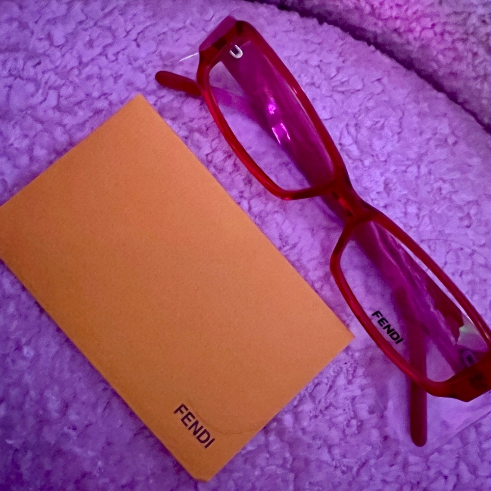 Fendi Red Rectangular Women's Glasses